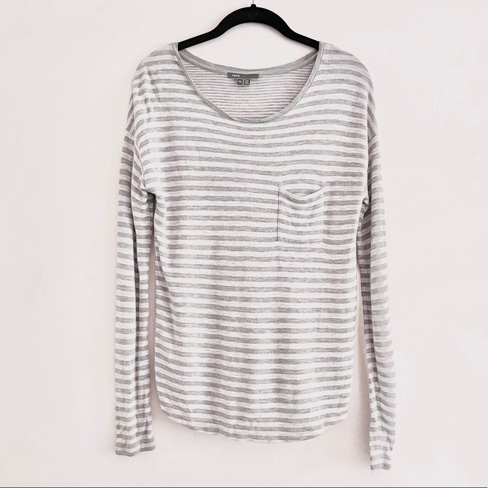 Vince Slub Tee XS Long Sleeve Gray Lounge Soft Luxury